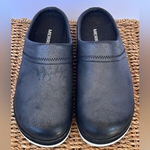 Merrell Women’s Leather Juno Clog Slip On Ripple Sole Black Size 8